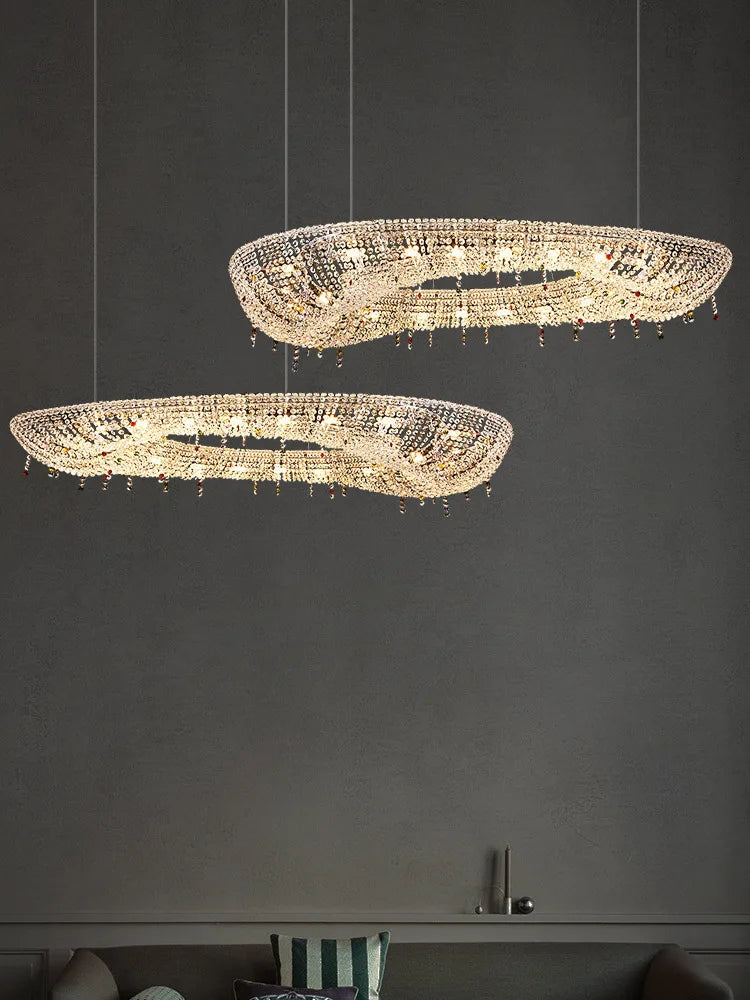 Afralia™ Luxury Crystal Chandelier: Modern LED Ceiling Light Fixture for Duplex Villa, Dimmable
