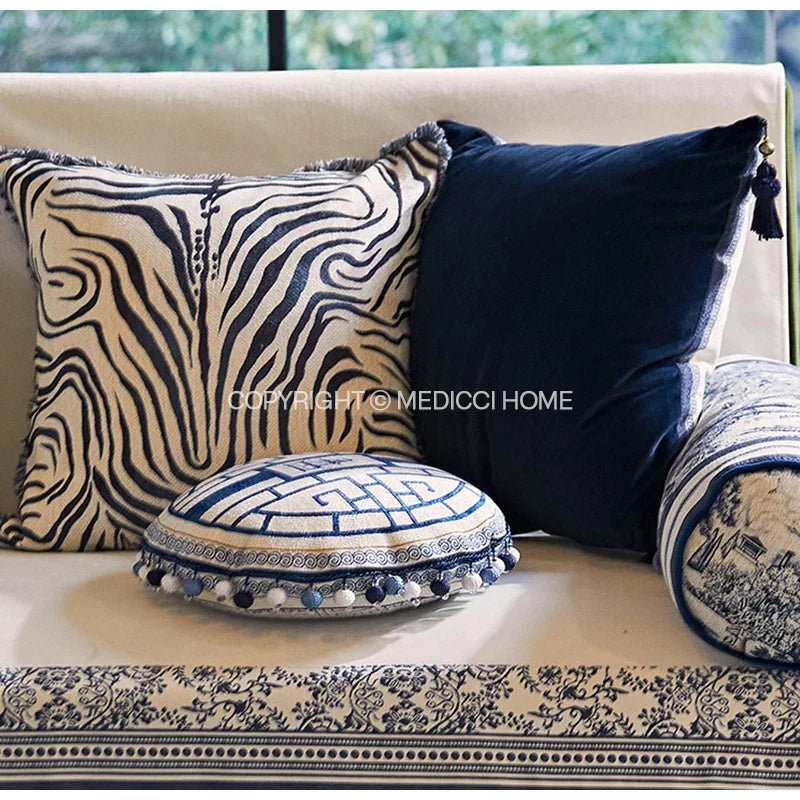 Afralia™ Curly Zebra Stripes Fringed Cushion Cover | 45x45cm Luxury Pillowcase for Living Room