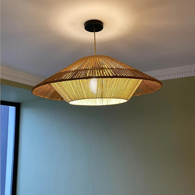 Afralia™ Rattan Hemp Rope Chandelier: Elegant LED Pendant Light for Home Decor & Kitchen