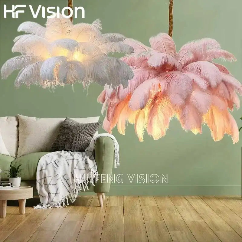 Afralia™ Bohemian Feather Pendant Light - Nordic LED Ceiling Chandelier