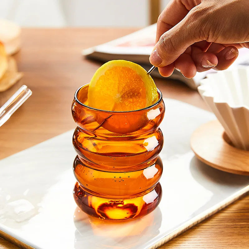 Afralia™ Ripple Glass Cup 250ml: Heat-resistant Tumbler for Tea Juice Coffee Milk Home