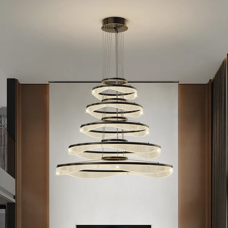 Afralia™ Acrylic Living Room Chandelier Pendant Light Fixture_LED Hanging Lamp