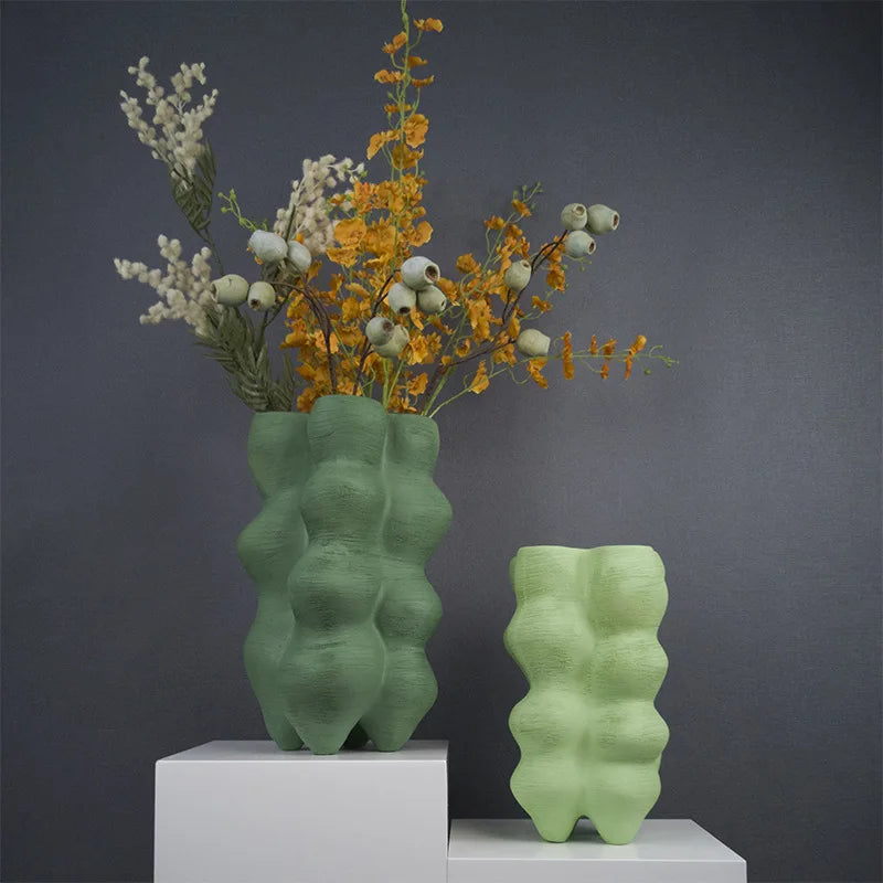 Afralia™ Geometric Resin Vase Sculpture Handmade Art Furnishings Home Decor Vase