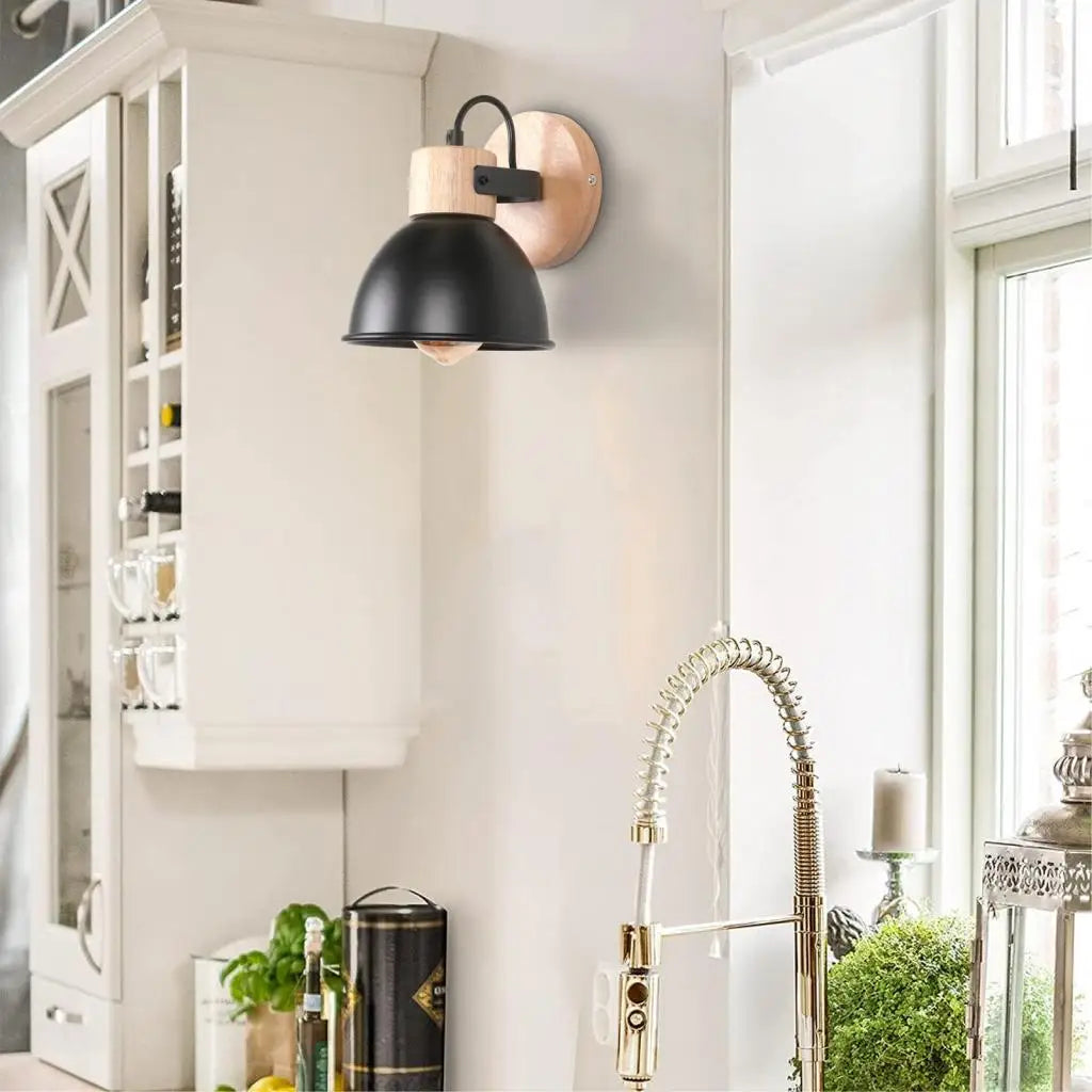 Afralia™ Nordic Wooden Wall Light Industrial Wall Sconce for Bedroom Reading