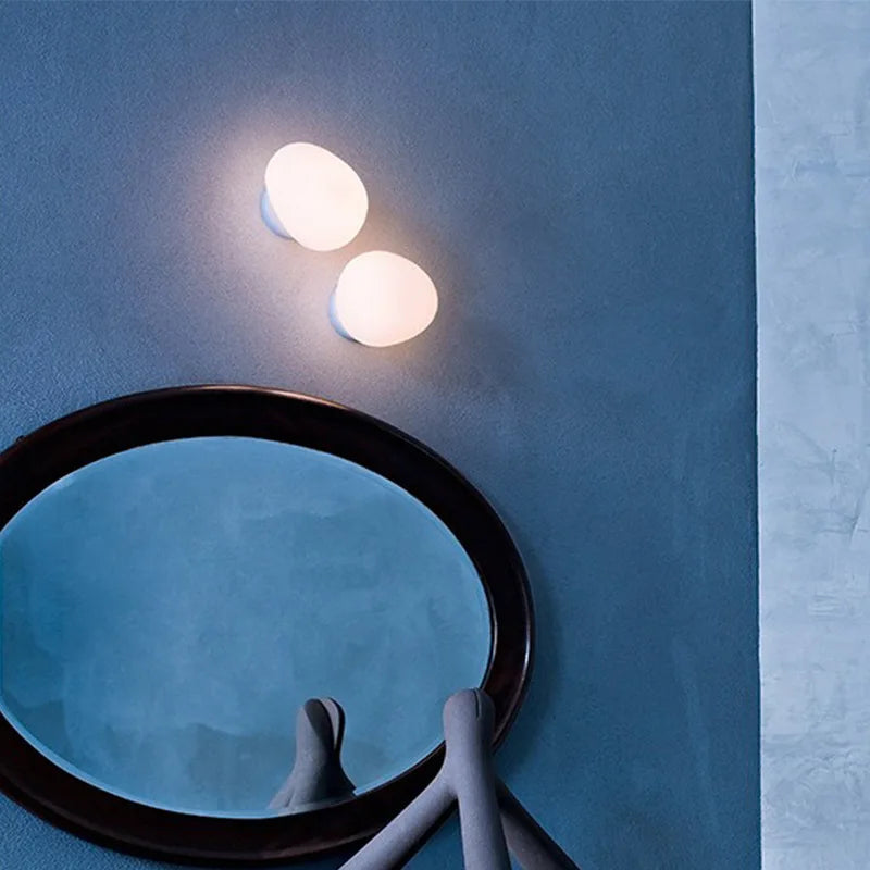 Afralia™ White Glass Ball LED Wall Sconce: Modern Nordic Indoor Lamp for Living Room, Bedroom.