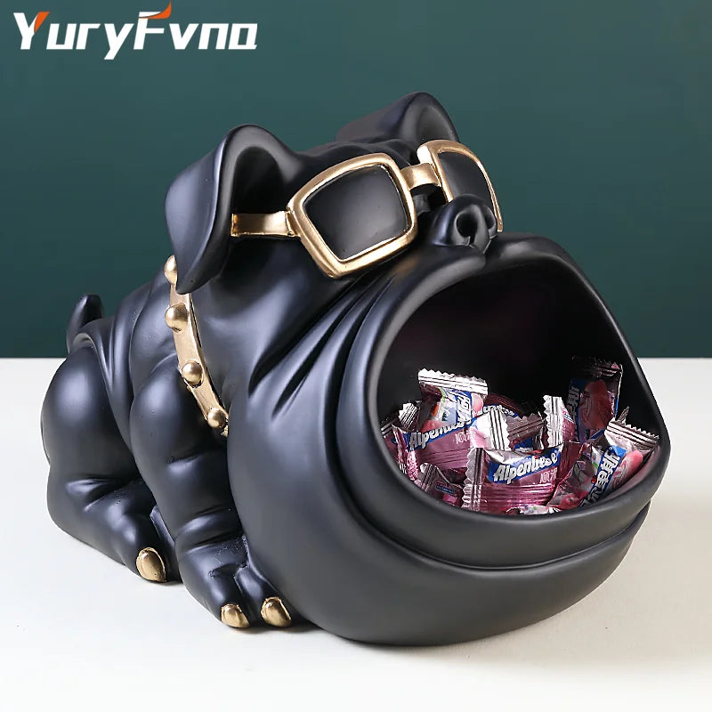Afralia™ Cool Dog Sculpture Table Decoration Decorative Coin Bank Storage Box