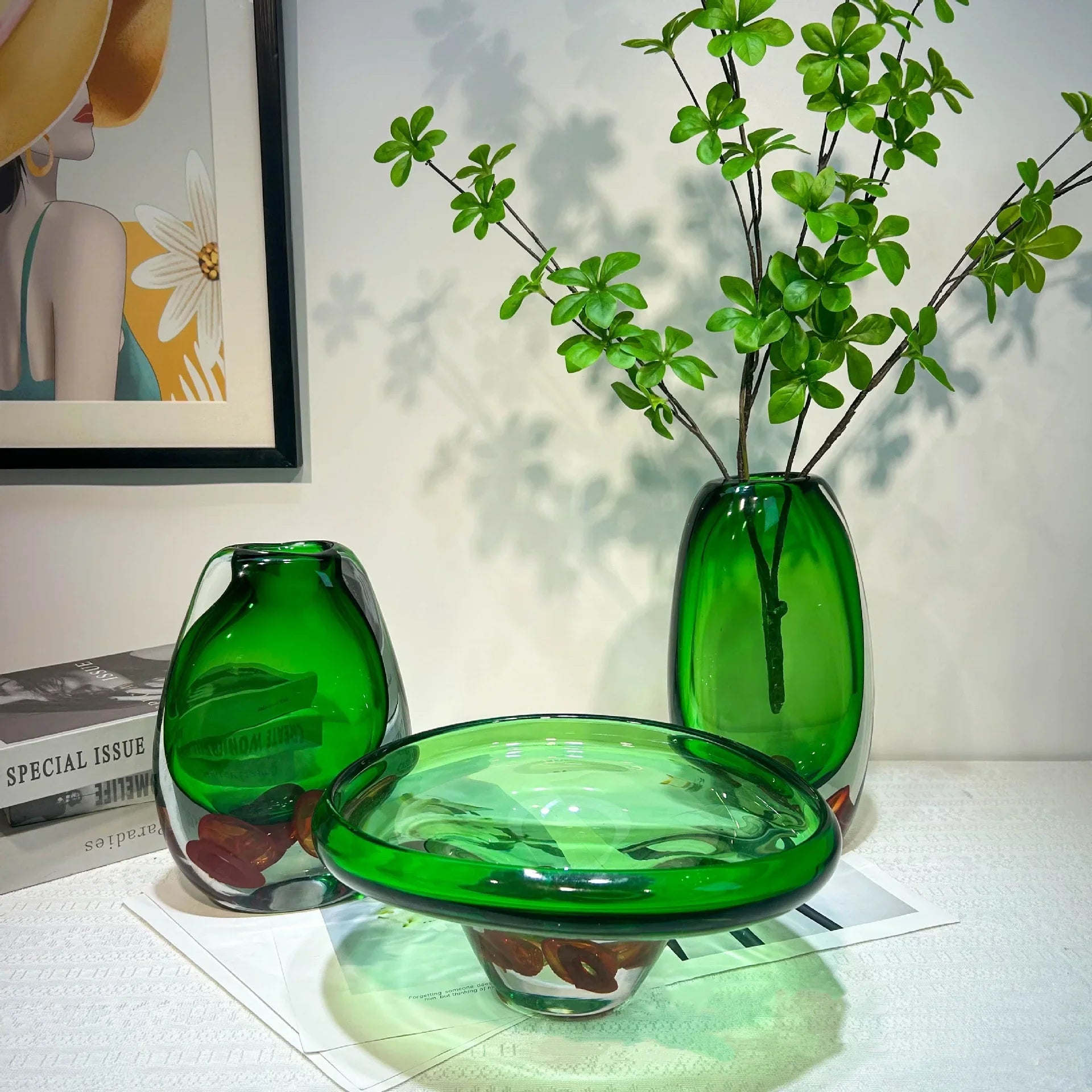 Afralia™ Clear Fruit Tray Vase: Double Color Transparent Terrarium for Home Decor