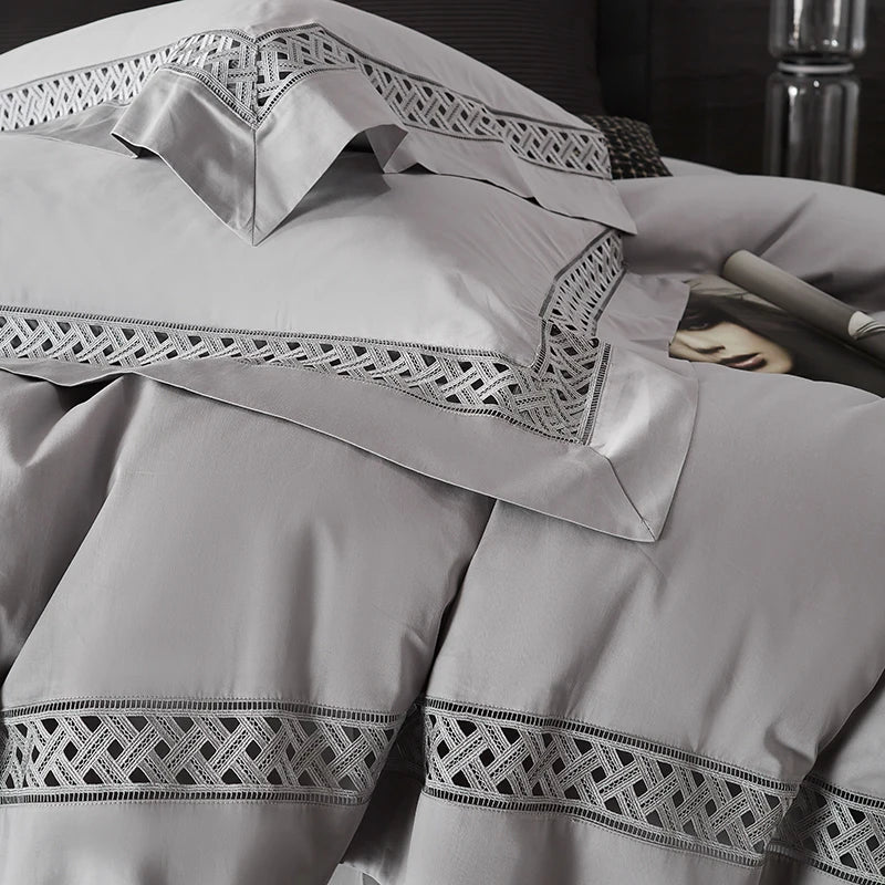Afralia™ Egyptian Cotton Luxury Hotel Bedding Set: Duvet, Sheet, Pillowcases