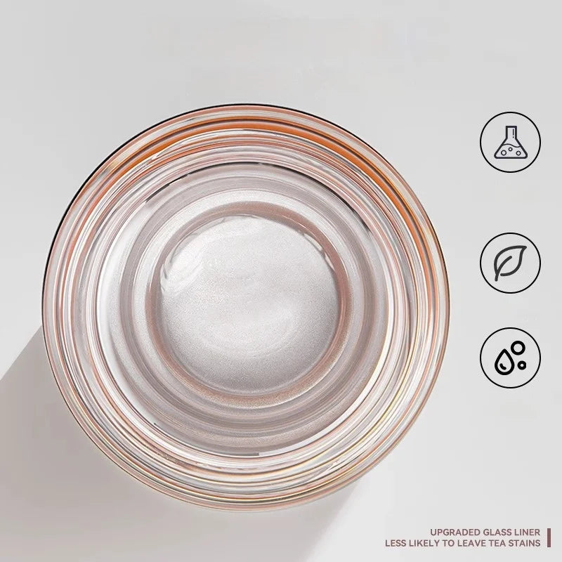 Afralia™ Glass Thermos Cup Tea Separation Set Vacuum Bottle Stainless Steel Office Business Style