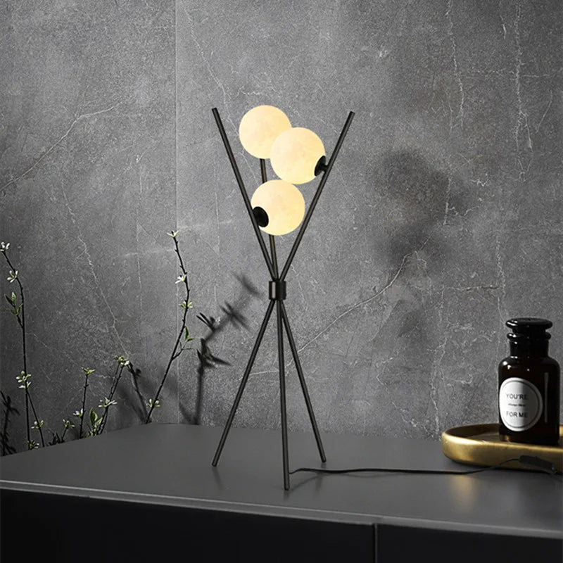 Nordic Moon LED Floor Lamp on Iron Tripod - Afralia™ Modern Living Room Bedroom Decor