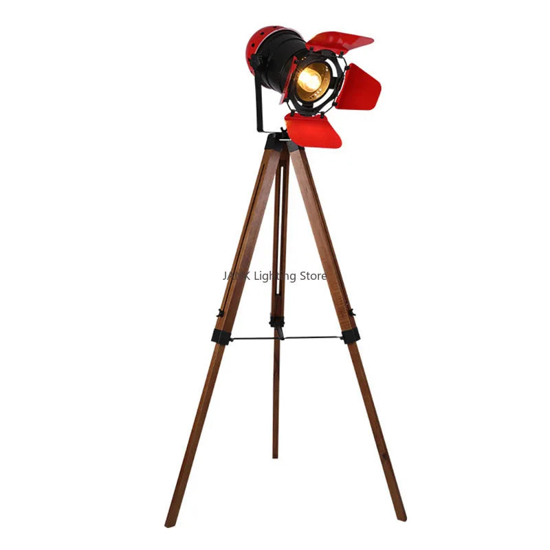 Afralia™ Vintage Industrial Wooden Floor Lamp, Adjustable LED Lighting for Studio, Bedroom, Living Room