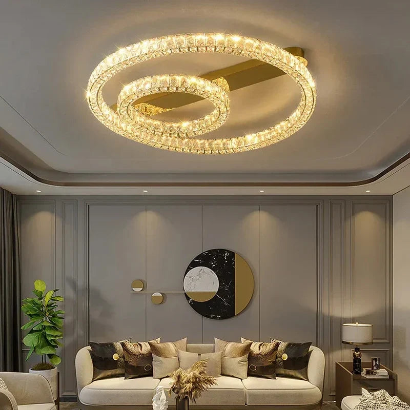 Afralia™ Gold Crystal Ceiling Lights for Elegant Home Decor