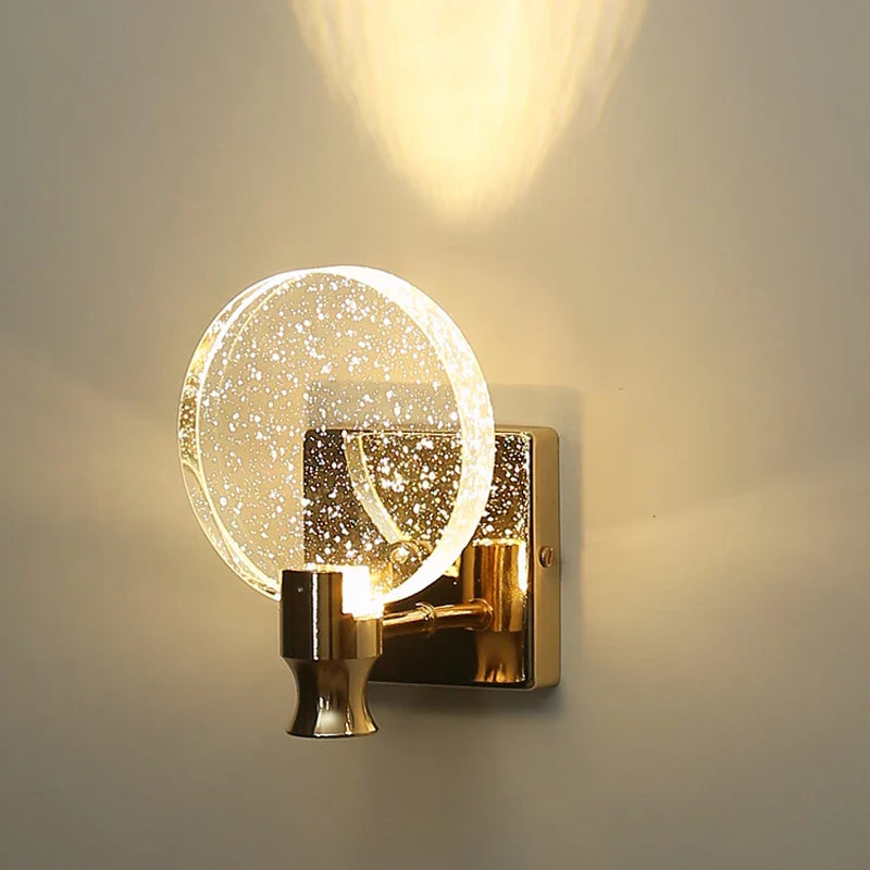 Afralia™ Gold LED Crystal Wall Sconce for Modern Bedroom Bathroom Living Room Lighting