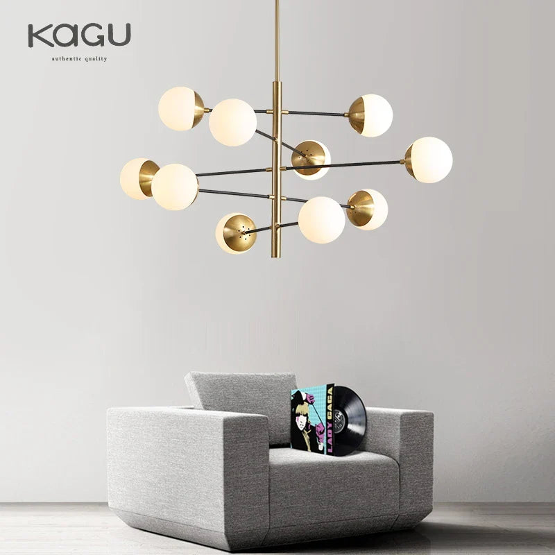 Afralia™ Golden Glass Magic Bean Chandelier: Modern Luxury for Living Room & Dining Room