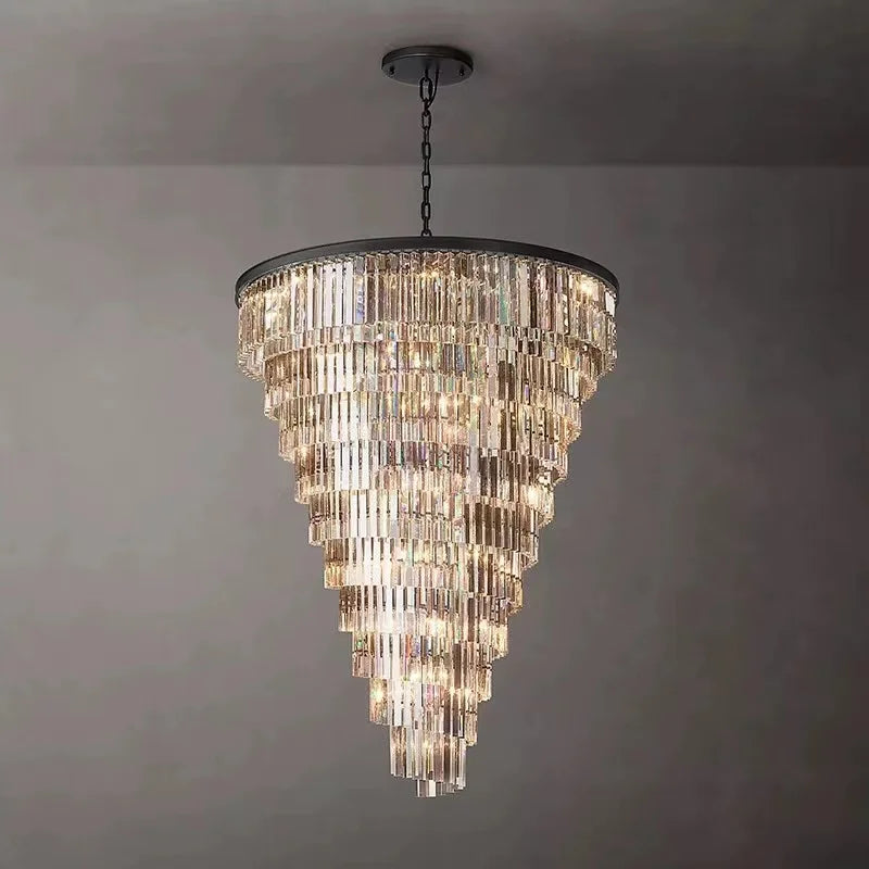 Afralia™ Spiral Crystal Black Pendant Light - Elegant Living Room Hanging Lamp