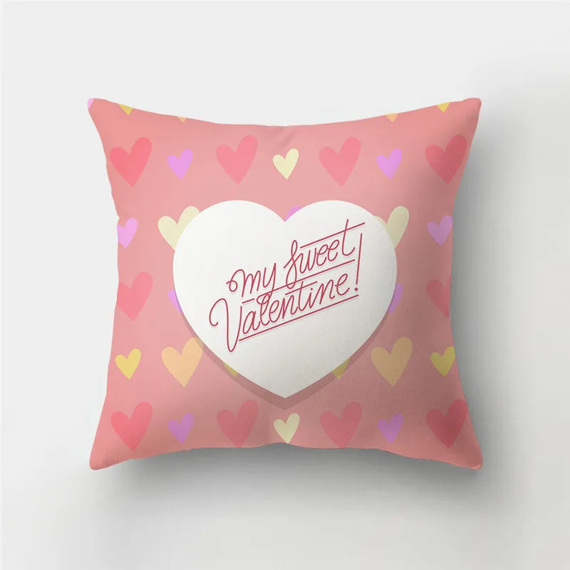 Afralia™ Love Heart Print Sofa Cushion Covers - Nordic Valentine's Day Wedding Decor Pillowcase