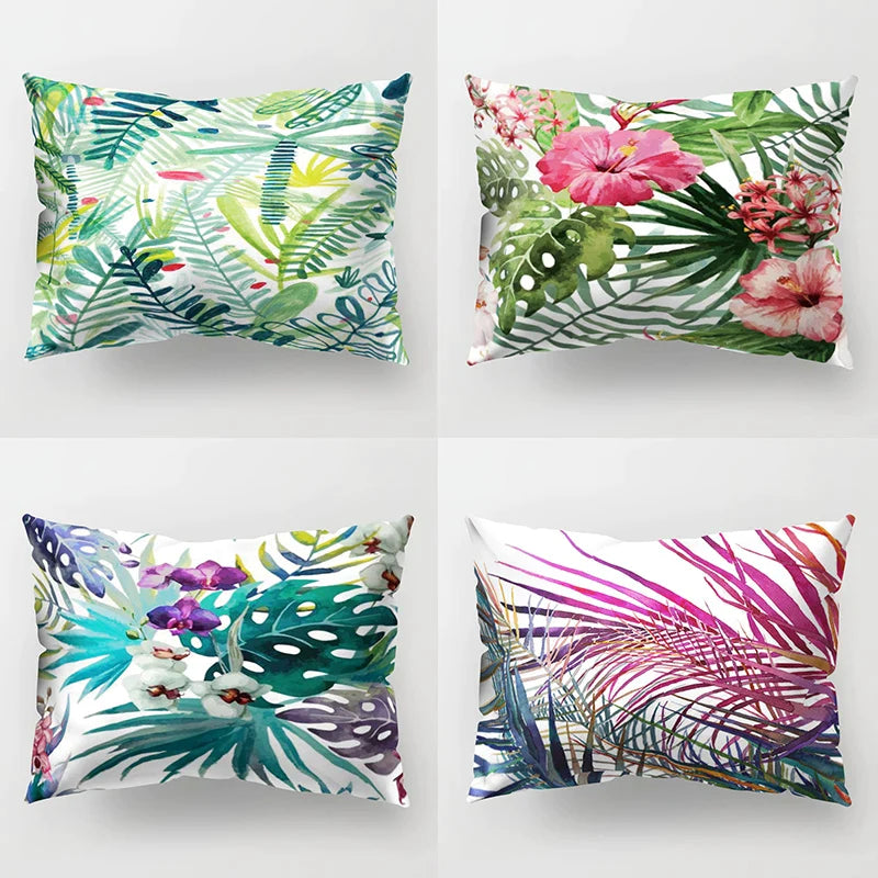 Afralia™ Spring Leaves Pillow Cases - Tropical Plant Polyester Cushion Cover