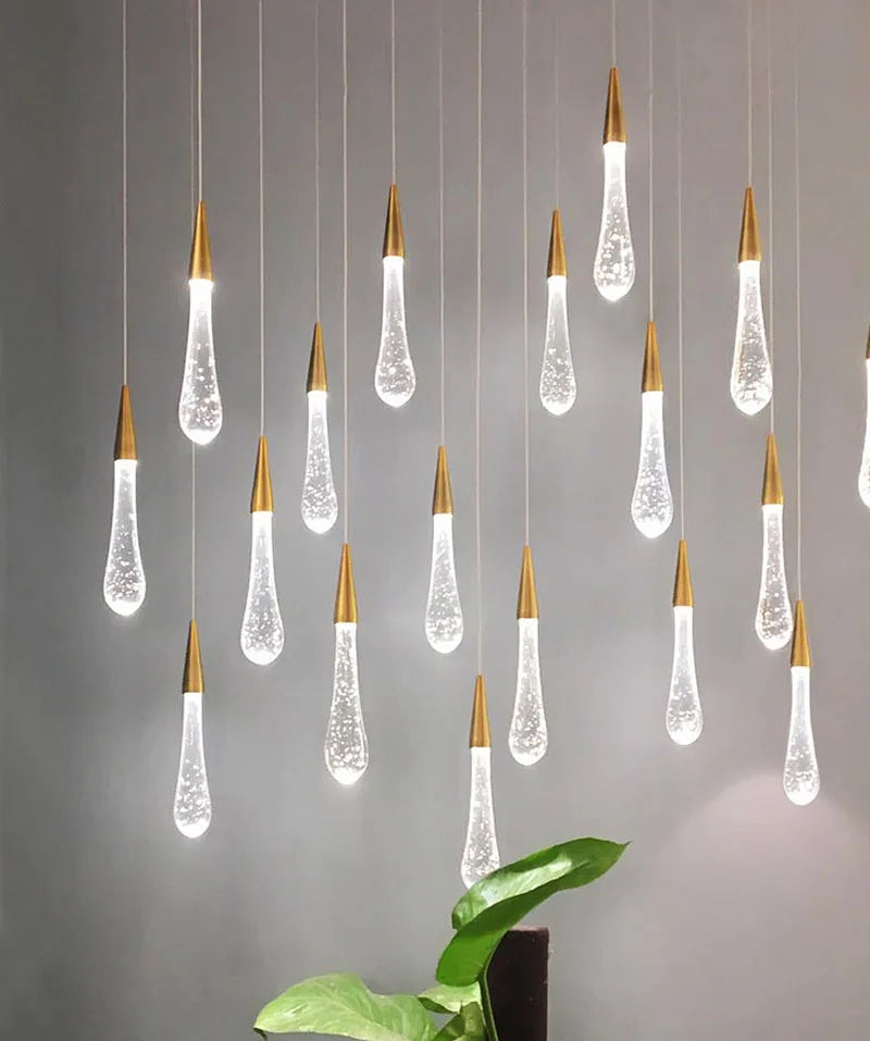 Afralia™ Luxury Crystal Pendant Light with Gold Water Drop Design