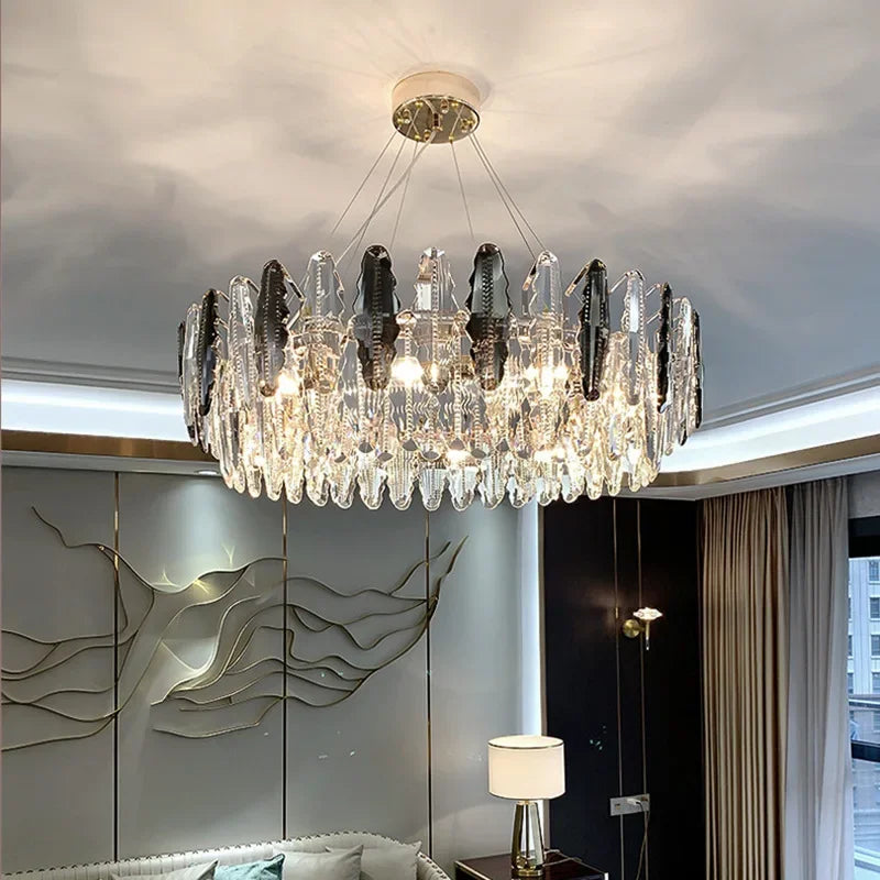 Afralia™ Diamond Crystal Chandelier Pendant Lamp LED Lighting for Elegant Living Room