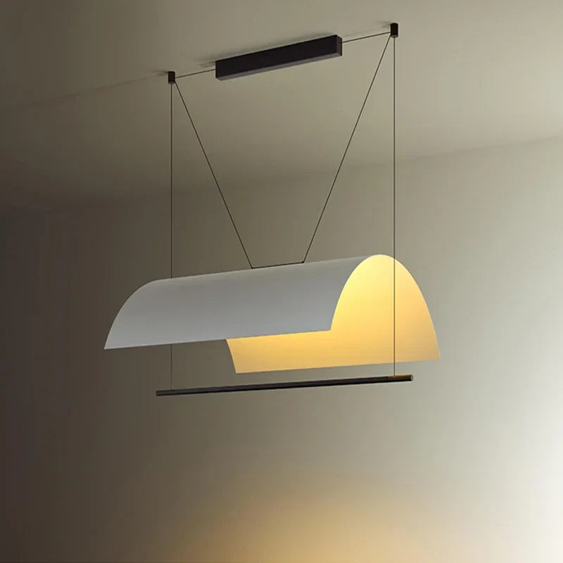 Afralia™ Postmodern Eaves Tile Chandelier LED Pendant Lamp for Designer Restaurant Bar Café