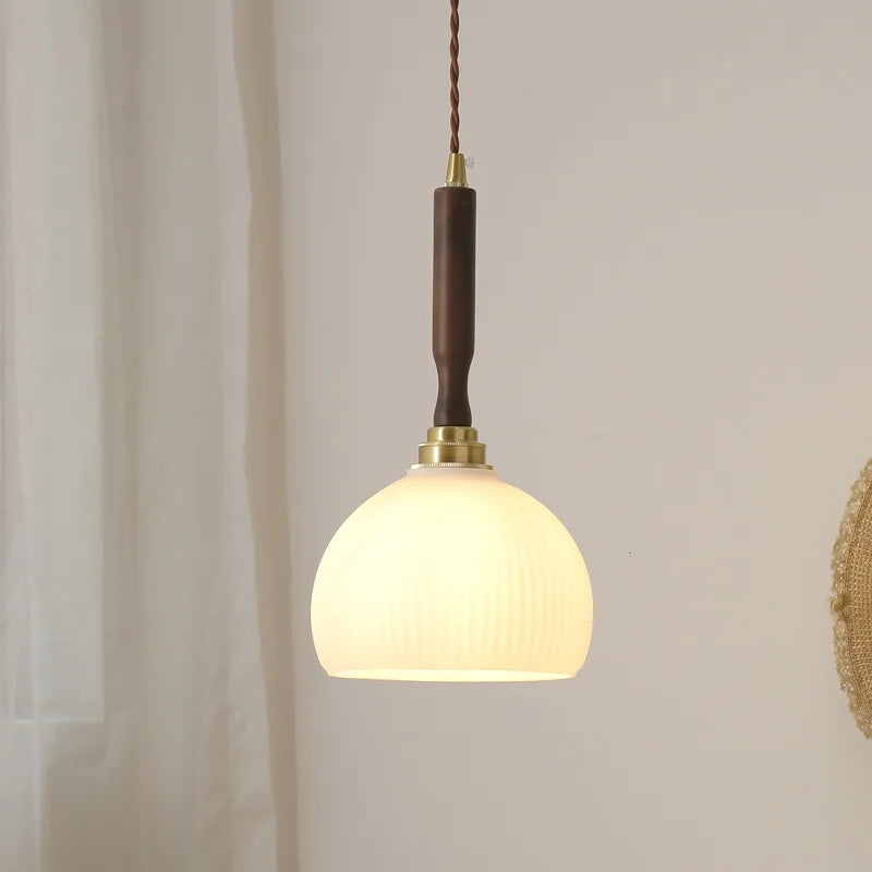 Afralia™ Glass Walnut Chandelier LED Pendant Light for Home Decor & Dining Room