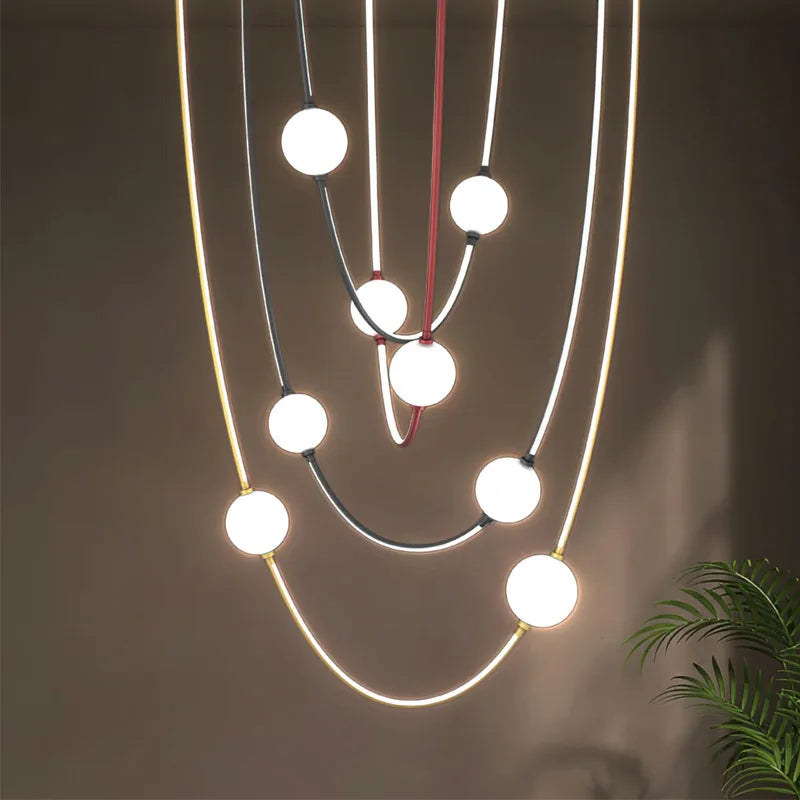 Afralia™ Modern LED Glass Ball Chandelier for Villa, Lobby, Dining Room, Hotel Decor