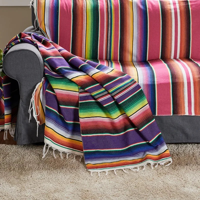 Afralia™ Mexican Woven Tassel Sofa Blanket & Tablecloth