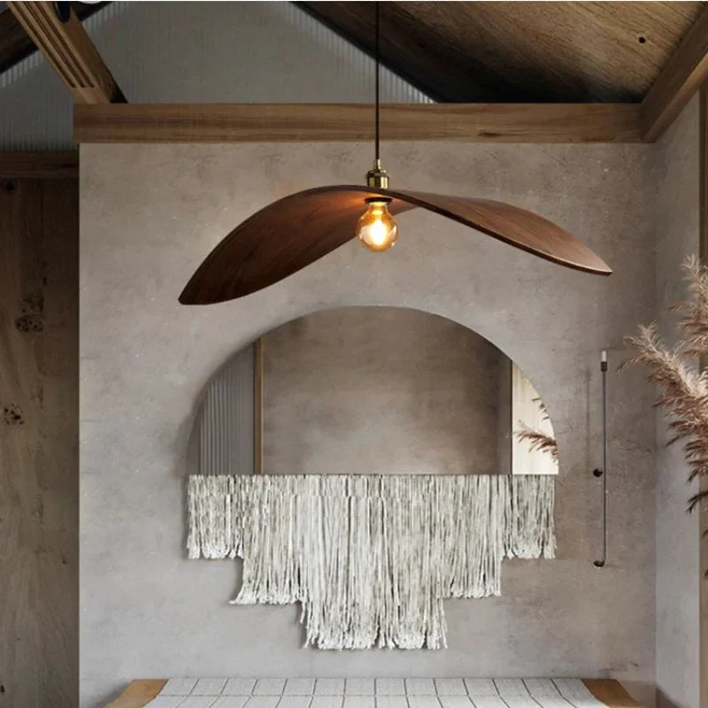 Afralia™ Wood Pendant Light: Japanese Wabi Sabi Retro E27 Hanging Lamp for Home Farmhouse