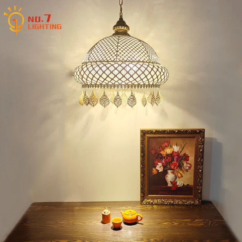 Afralia™ Gold Lustre Iron Art Pendant Lights LED E27, Exotic Design for Home, Restaurant, Bar