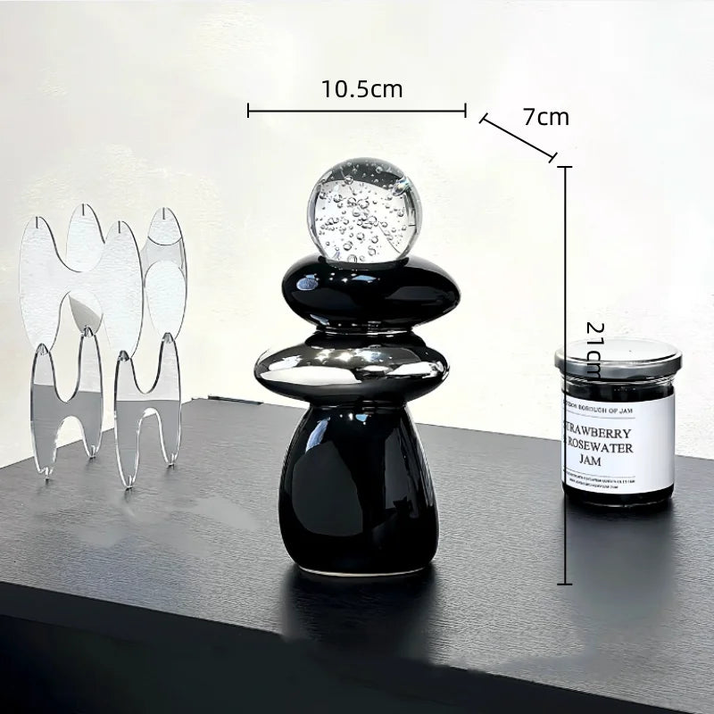 Afralia™ Decorative Crystal Ball Statue Figurines for Home Decor - Geometric Stone Pile