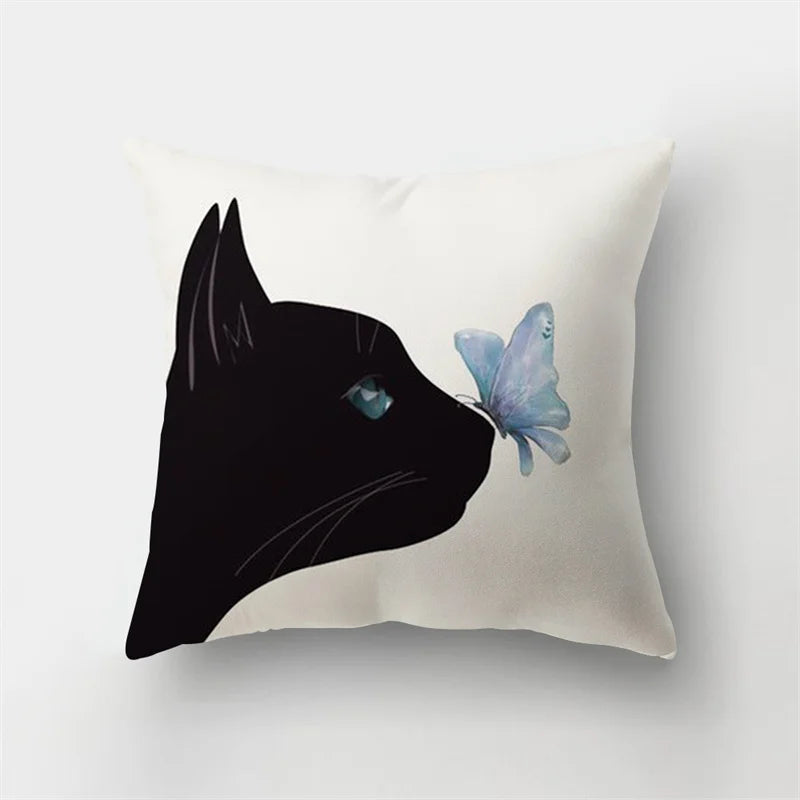 Afralia™ Deer Animal Short Plush Pillowcase with Natural Leaves and Flowers