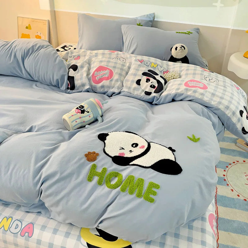 Afralia™ Cloud Cotton Cartoon Bedding Set - Soft, Skin-Friendly, All Seasons