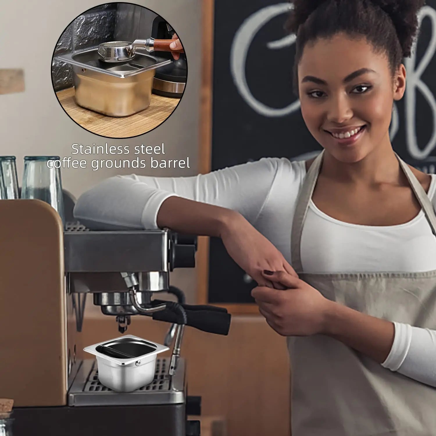 Afralia™ Stainless Steel Espresso Knock Box for Home Kitchen Cafe Shop