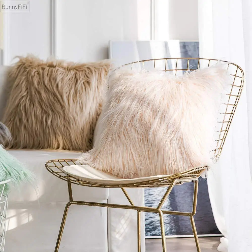 Afralia™ Long Plush Soft Cushion Cover for Home Sofa Decor 45CM