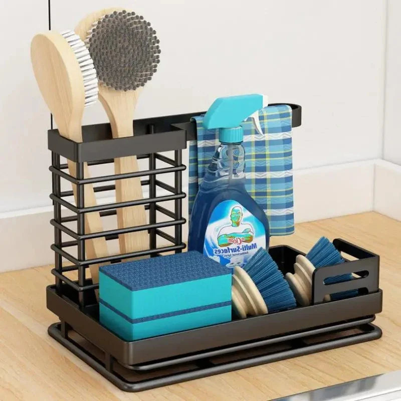 Metal Sink Caddy & Sponge Holder by Afralia™: Organize, Drain, and Dry Kitchen Essentials