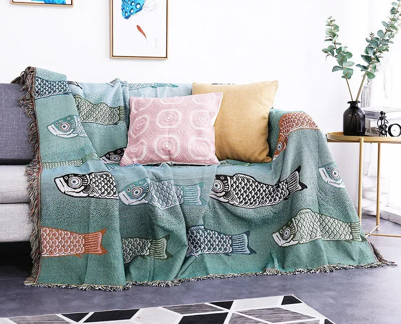 Afralia™ Modern Carp Sofa Blanket - Soft Cover for Sofa, Tablecloth, or Decoration