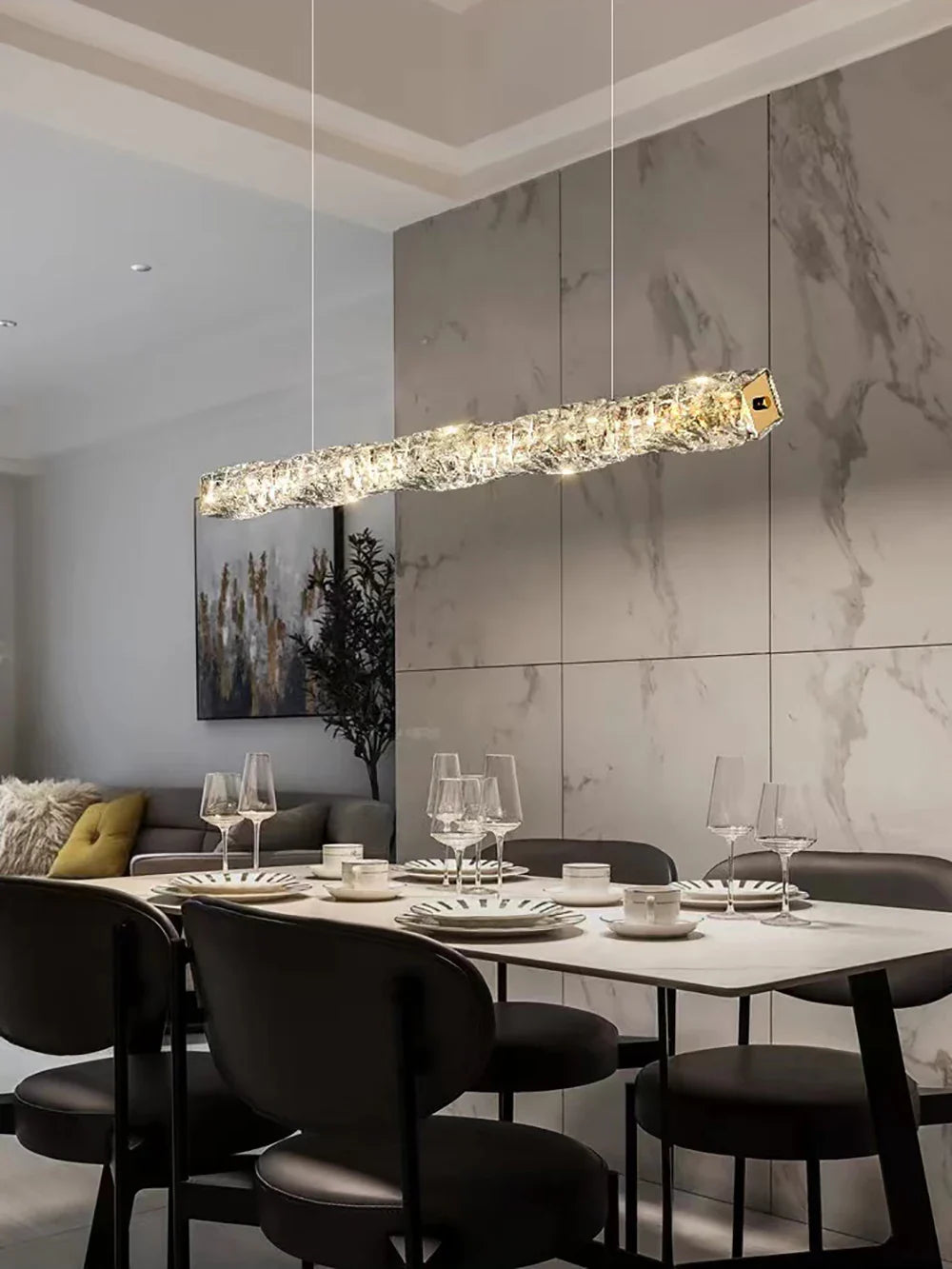 Afralia™ Glass Chandelier LED Ceiling Light Fixture Modern for Living Room Hotel Dining Hall