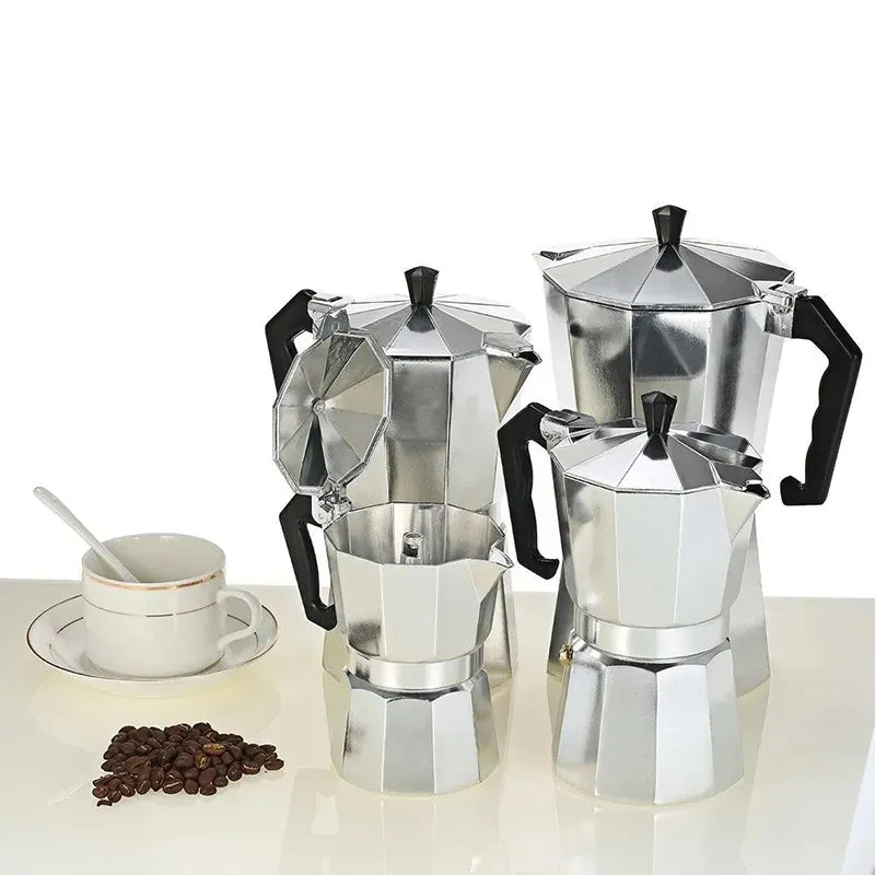 Afralia™ Moka Coffee Maker Pot Expresso Aluminum Percolator Durable & Practical Sizes