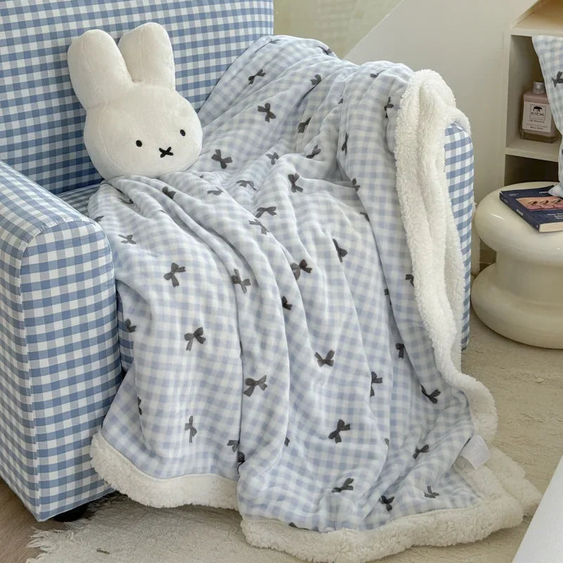 Afralia™ Milk Coral Fleece Cozy Blanket Air Conditioning Shawl Quilt - Warm & Cute Office Sofa Nap Blanket