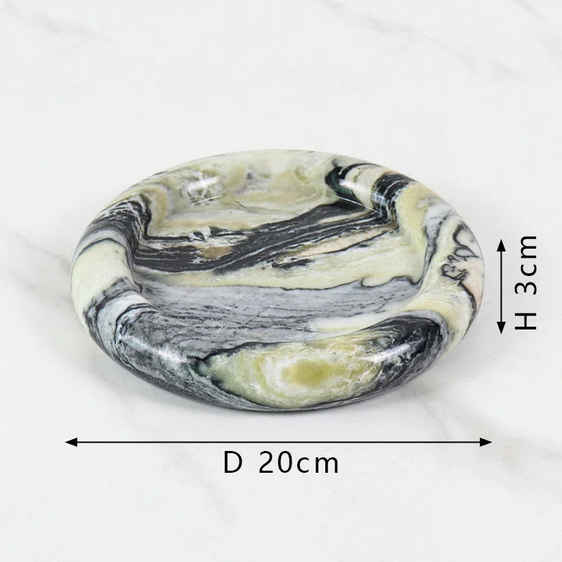 Afralia™ Marble Round Tray for Bathroom Kitchen Vanity Decor - Elegant Trinket Dish