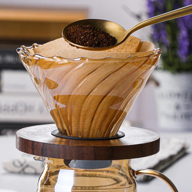 Afralia™ Glass Coffee Filter Pot Drip Reusable Supplies Brown Brewed Percolator