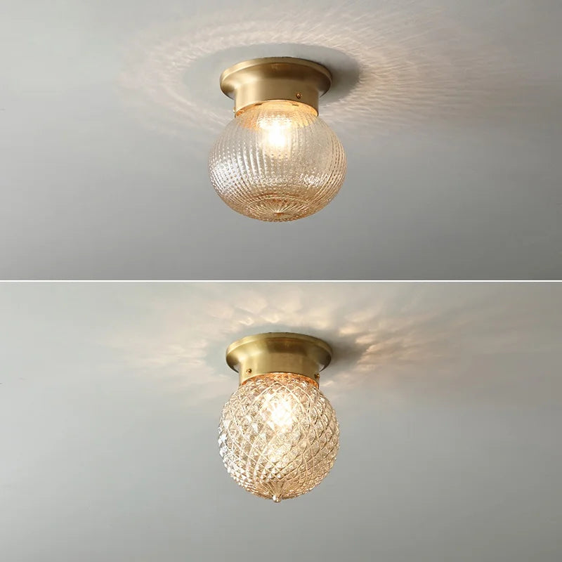 Afralia™ Copper Glass Ball LED Ceiling Light - Modern Style Indoor Lighting Fixtures