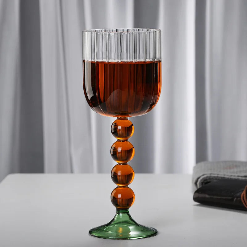Afralia™ Deluxe 12oz Colored Wine Glass Twister Stem Cup - Heat Resistant Retro Design