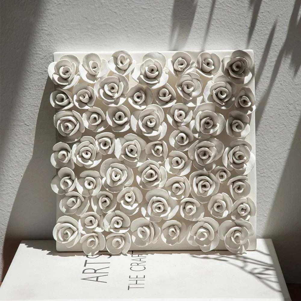 Afralia™ Petal Pendant Embossed Rose Wall Decoration Handmade Ceramic Adornment