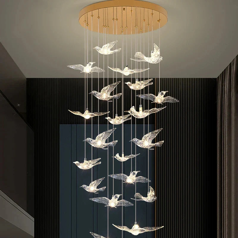 Afralia™ Bird Design LED Chandelier for Luxury Living Room and Restaurant