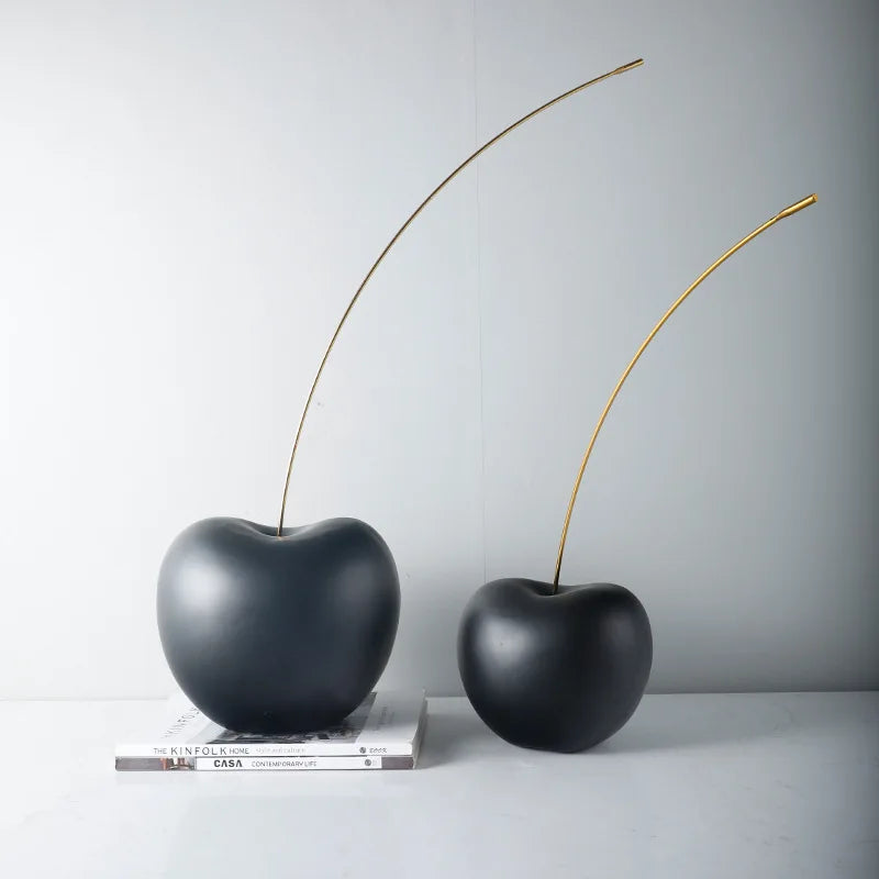 Afralia™ Black Cherry Resin Sculpture Abstract Fruit Home Decor Figurine