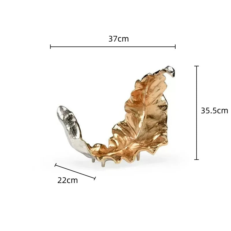 Afralia™ Resin Leaf Fruit Bowl Curved Dead Leaf Tray Figurines Home Decor