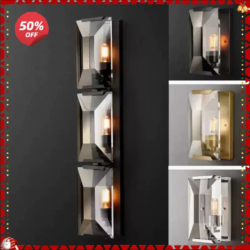 Afralia™ Crystal LED Wall Sconces - Retro Style Bedroom Living Room Wall Lamp