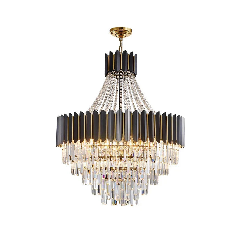 Afralia™ Crystal LED Chandelier Black Gold Finish for Dinning Room