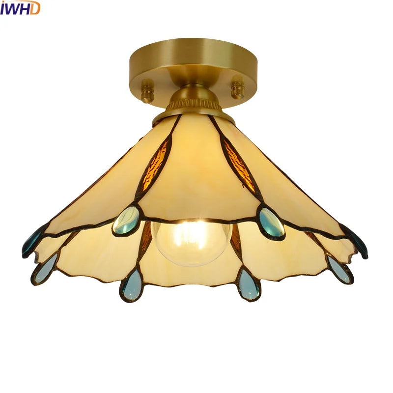 Afralia™ Glass Copper LED Ceiling Light - Nordic Home Lighting Fixture